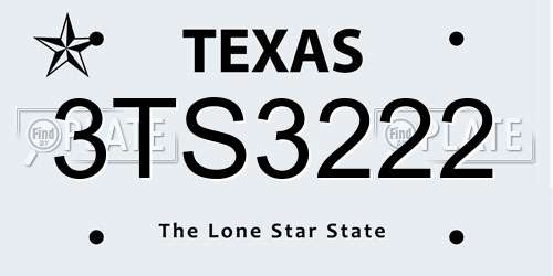 3TS3222 Texas License Plate