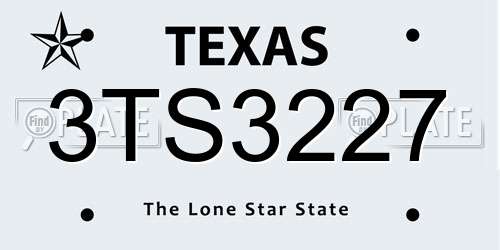 3TS3227 Texas License Plate