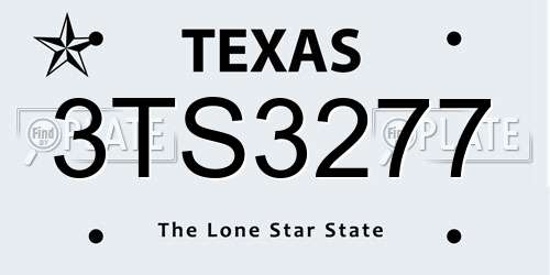 3TS3277 Texas License Plate