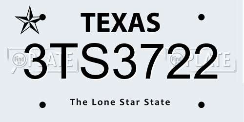 3TS3722 Texas License Plate