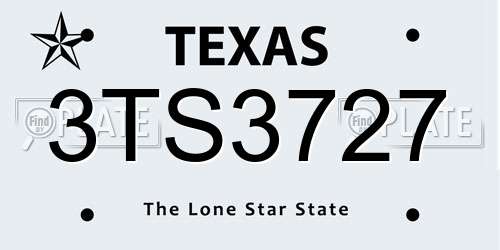 3TS3727 Texas License Plate