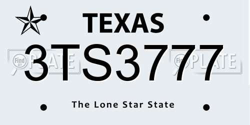 3TS3777 Texas License Plate