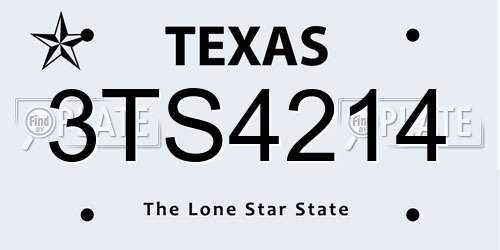 3TS4214 Texas License Plate