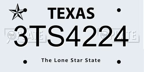 3TS4224 Texas License Plate
