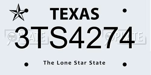 3TS4274 Texas License Plate