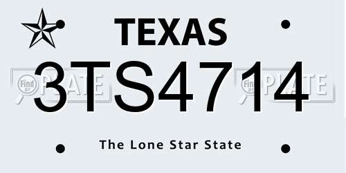 3TS4714 Texas License Plate