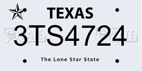 3TS4724 Texas License Plate