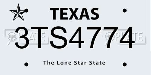 3TS4774 Texas License Plate