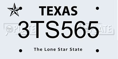 3TS565 Texas License Plate