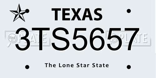 3TS5657 Texas License Plate