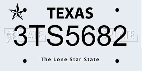 3TS5682 Texas License Plate