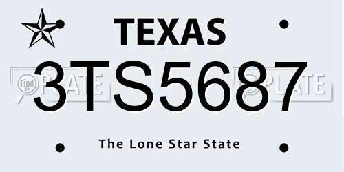 3TS5687 Texas License Plate