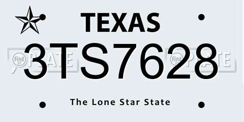 3TS7628 Texas License Plate