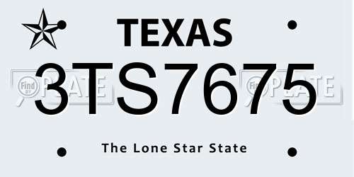 3TS7675 Texas License Plate