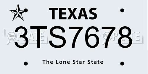 3TS7678 Texas License Plate
