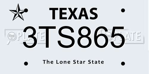 3TS865 Texas License Plate