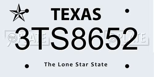 3TS8652 Texas License Plate