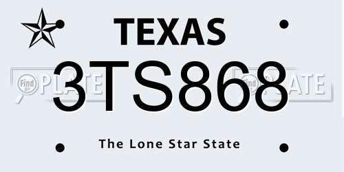 3TS868 Texas License Plate
