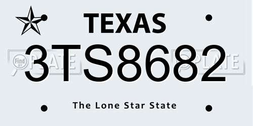 3TS8682 Texas License Plate