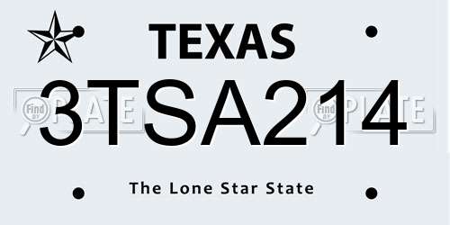 3TSA214 Texas License Plate