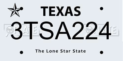 3TSA224 Texas License Plate