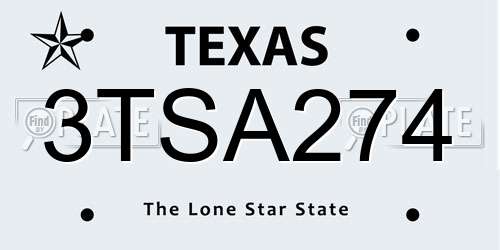 3TSA274 Texas License Plate