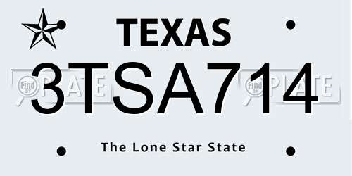 3TSA714 Texas License Plate