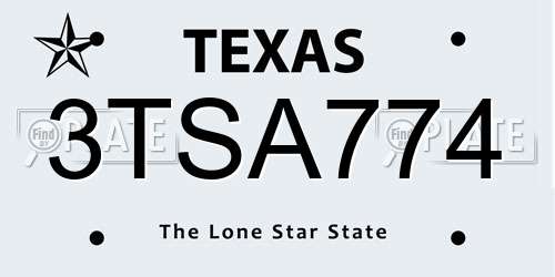 3TSA774 Texas License Plate