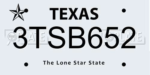 3TSB652 Texas License Plate