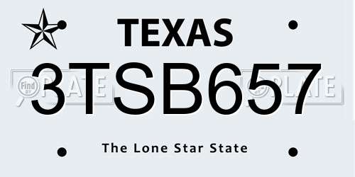 3TSB657 Texas License Plate