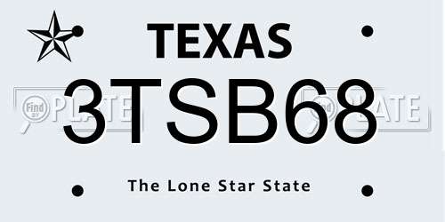 3TSB68 Texas License Plate