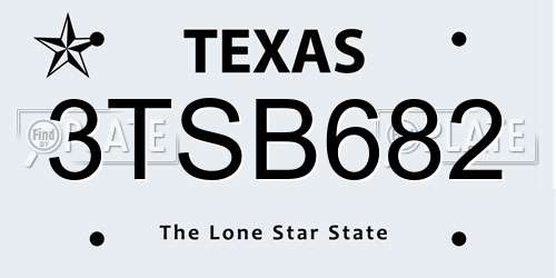 3TSB682 Texas License Plate