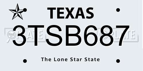 3TSB687 Texas License Plate