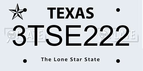 3TSE222 Texas License Plate
