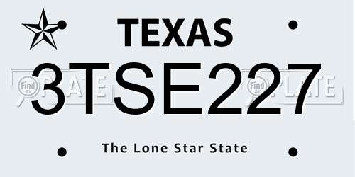 3TSE227 Texas License Plate