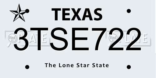 3TSE722 Texas License Plate