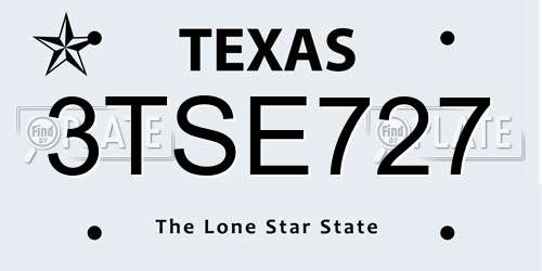 3TSE727 Texas License Plate