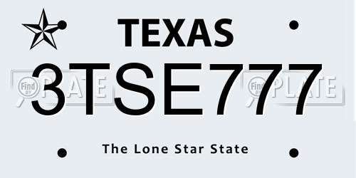 3TSE777 Texas License Plate