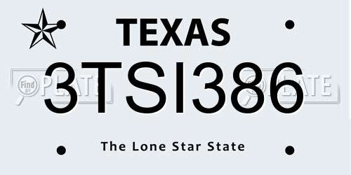 3TSI386 Texas License Plate