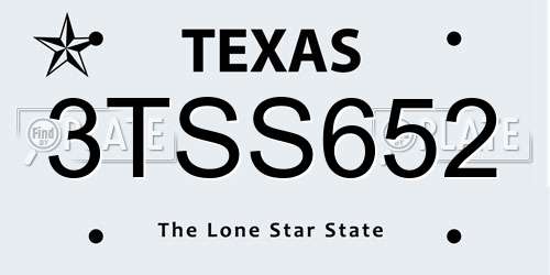 3TSS652 Texas License Plate