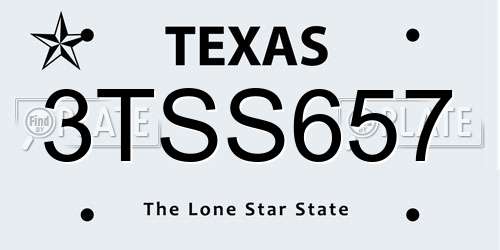 3TSS657 Texas License Plate