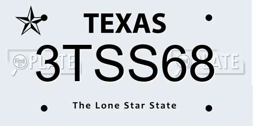 3TSS68 Texas License Plate