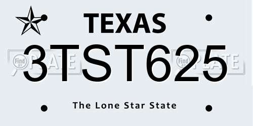 3TST625 Texas License Plate