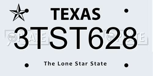 3TST628 Texas License Plate