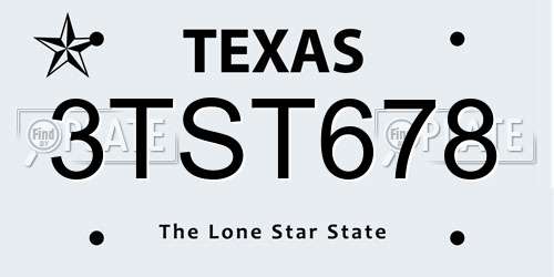 3TST678 Texas License Plate