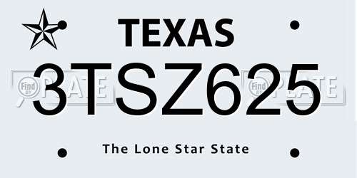 3TSZ625 Texas License Plate