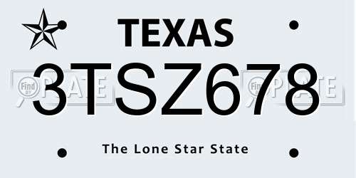 3TSZ678 Texas License Plate