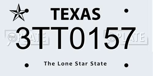 3TT0157 Texas License Plate