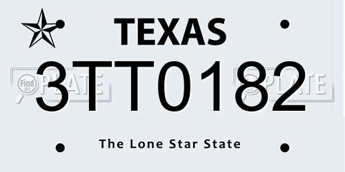 3TT0182 Texas License Plate