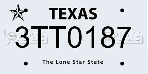 3TT0187 Texas License Plate
